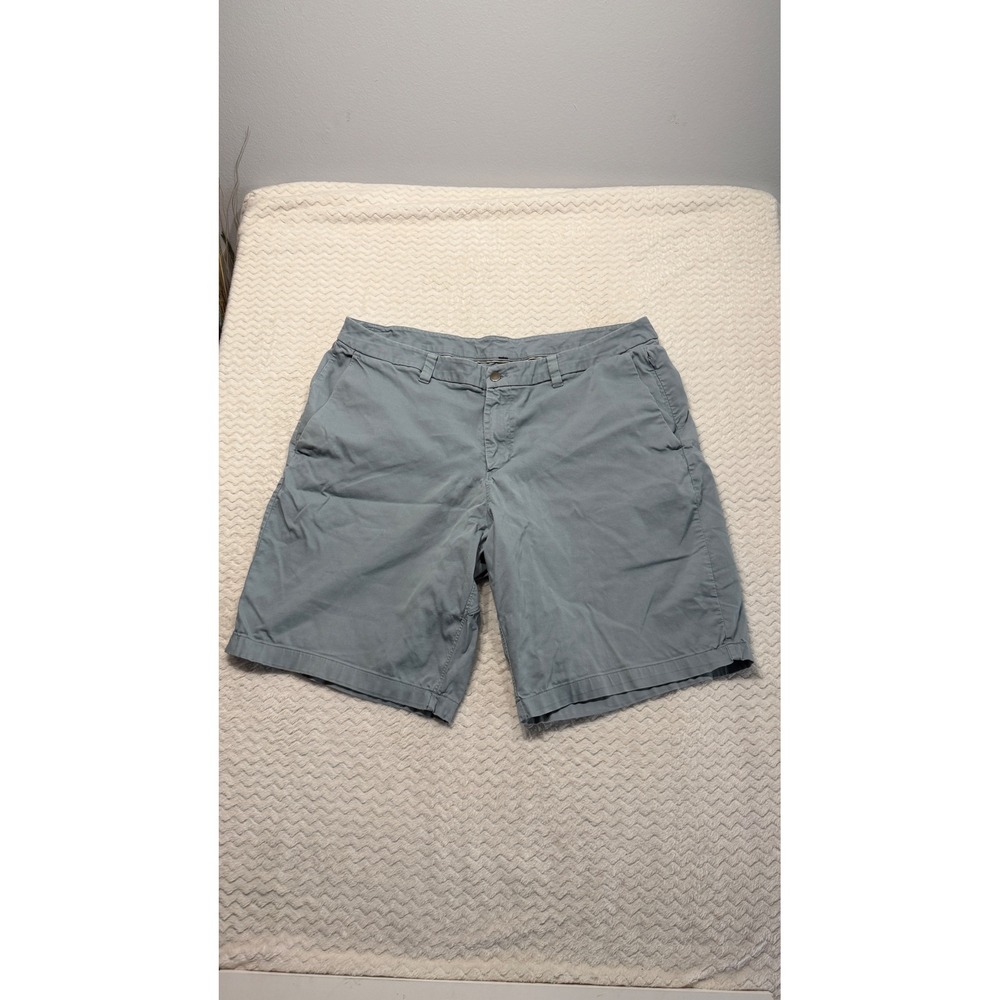 Lululemon Commission Shorts Mens 40 Blue Grey Chino Style Technical Flat Front